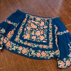 Off the shoulder floral shirt